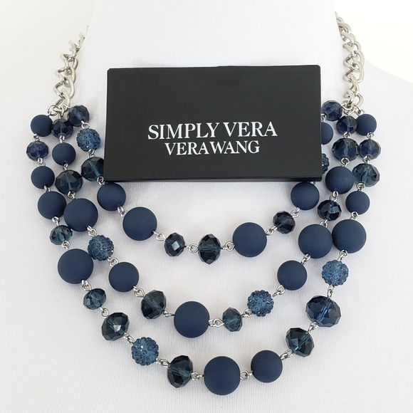 Vera Wang Jewelry - NWT! Vera Wang Statement Necklace Blue Silver